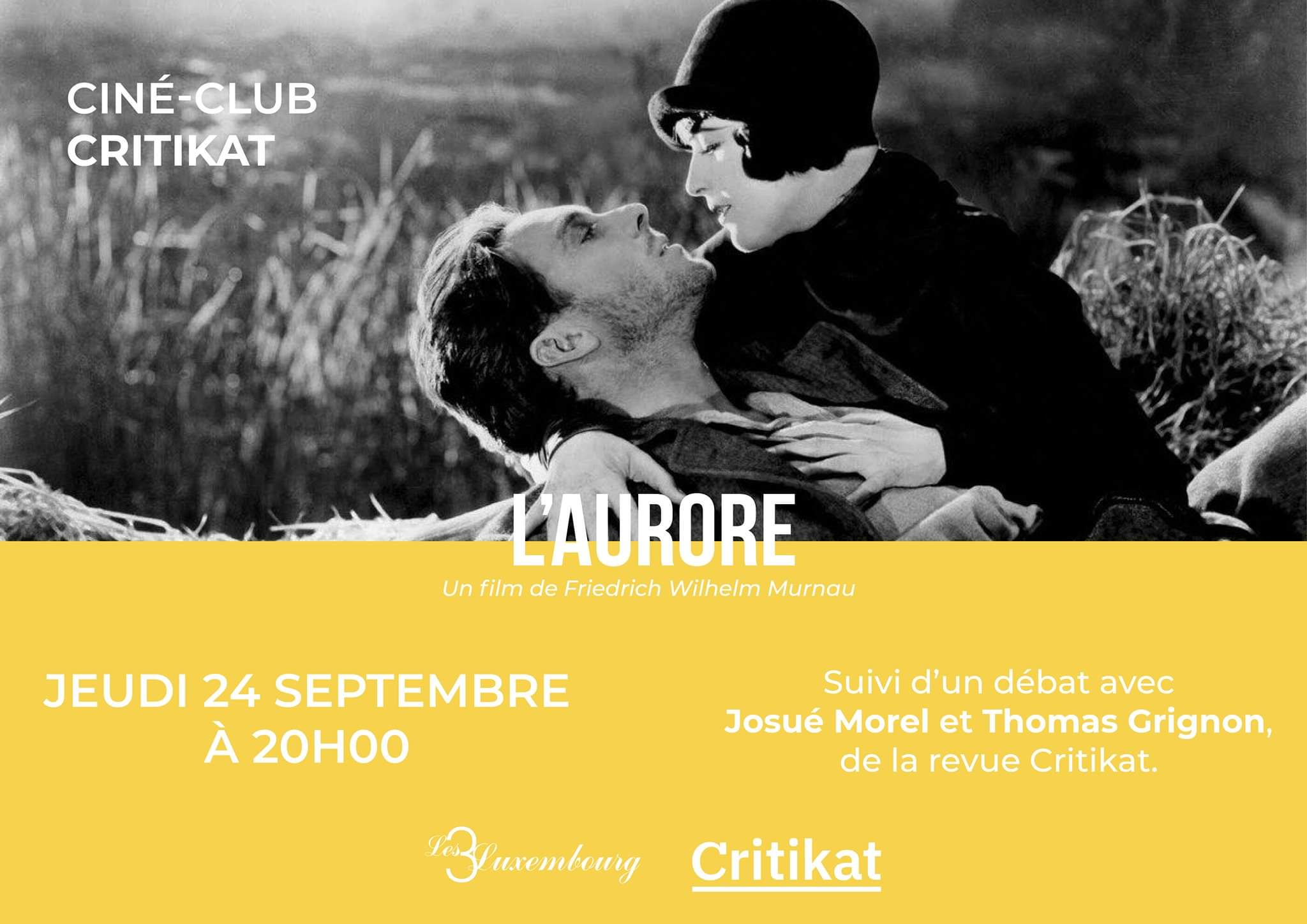 Ciné-club Critikat&nbsp;: «&nbsp;L’Aurore&nbsp;» de Friedrich W. Murnau